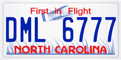 NC license plate DML6777