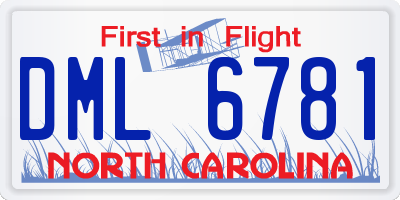 NC license plate DML6781