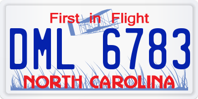 NC license plate DML6783