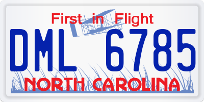NC license plate DML6785