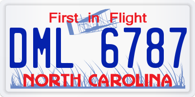 NC license plate DML6787