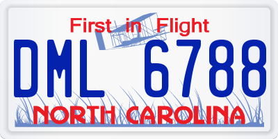 NC license plate DML6788