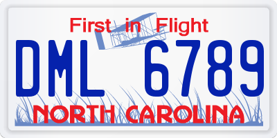 NC license plate DML6789