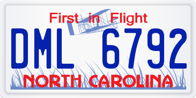 NC license plate DML6792