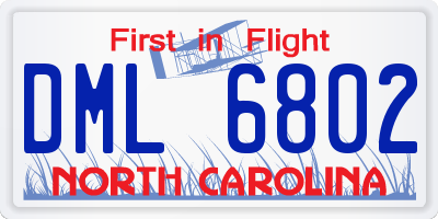 NC license plate DML6802