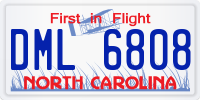 NC license plate DML6808