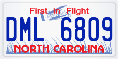 NC license plate DML6809