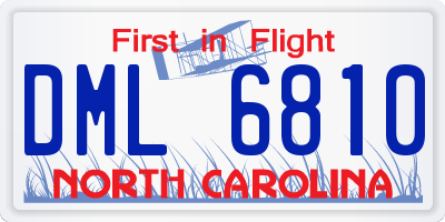 NC license plate DML6810