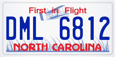 NC license plate DML6812