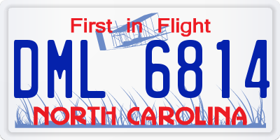 NC license plate DML6814