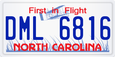 NC license plate DML6816