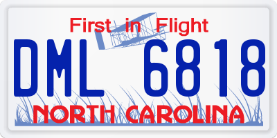 NC license plate DML6818