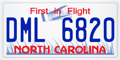 NC license plate DML6820