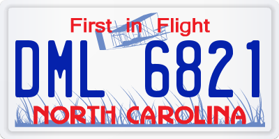 NC license plate DML6821