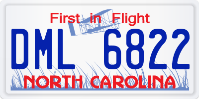 NC license plate DML6822