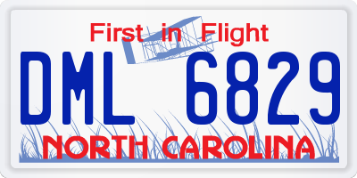 NC license plate DML6829