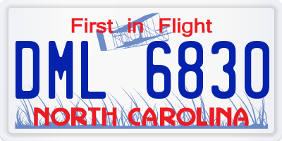 NC license plate DML6830