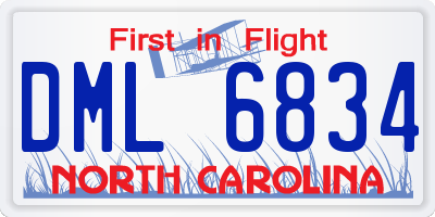 NC license plate DML6834