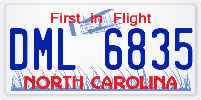 NC license plate DML6835