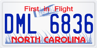 NC license plate DML6836