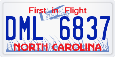 NC license plate DML6837