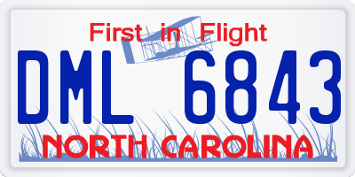 NC license plate DML6843