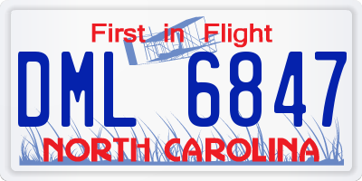 NC license plate DML6847
