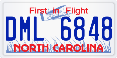 NC license plate DML6848