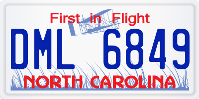 NC license plate DML6849