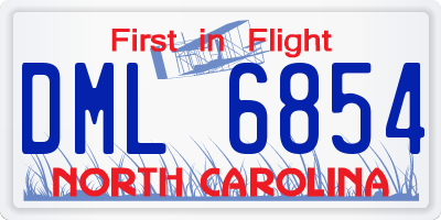 NC license plate DML6854