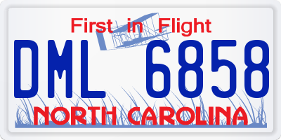 NC license plate DML6858