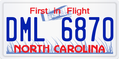 NC license plate DML6870
