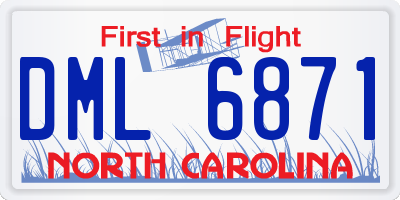 NC license plate DML6871