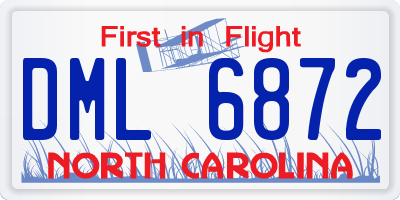 NC license plate DML6872