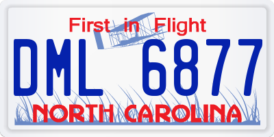 NC license plate DML6877