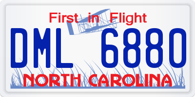 NC license plate DML6880