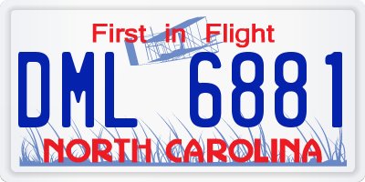 NC license plate DML6881