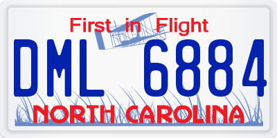 NC license plate DML6884
