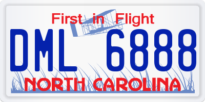 NC license plate DML6888