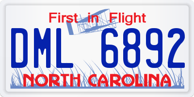 NC license plate DML6892