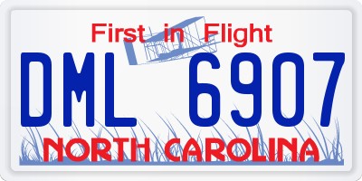 NC license plate DML6907