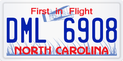 NC license plate DML6908