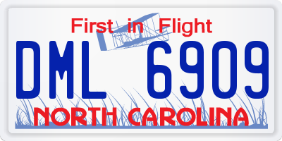 NC license plate DML6909