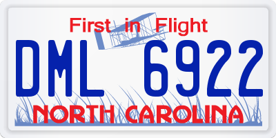 NC license plate DML6922