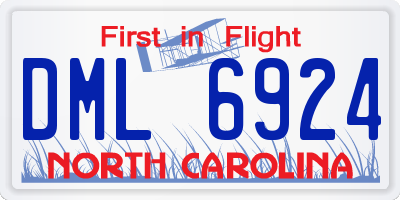 NC license plate DML6924