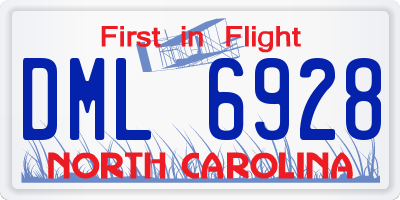 NC license plate DML6928