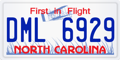 NC license plate DML6929