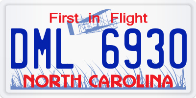 NC license plate DML6930