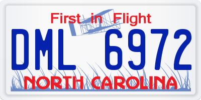 NC license plate DML6972