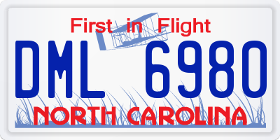NC license plate DML6980